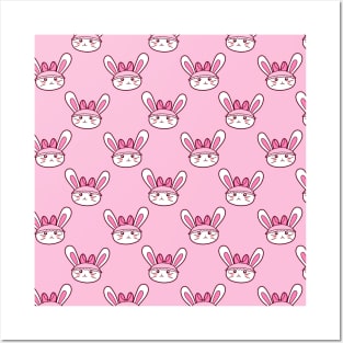 Bunny Face Pattern Posters and Art